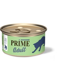 Консервы для кошек Adult тунец с кальмаром в собственном соку 24шт по 70г Prime