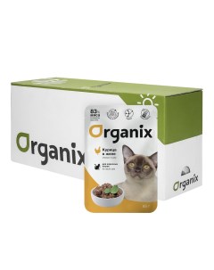 Влажный корм для кошек курица в желе для взрослых 24шт по 85г Organix