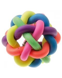 Апорт для собак Мяч плетеный с колокольчиком разноцветный 6 5 см V.i.pet