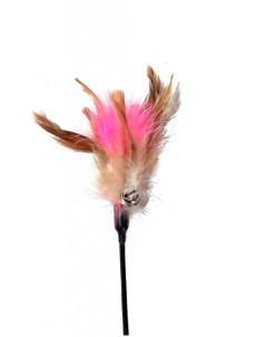 Игрушка для кошек Дразнилка с перьями и бубенчиком 60 см розово коричневая 60 см Nobrand