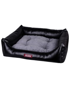 Лежак для собак и кошек Люкс 1 экокожа черно серый 50 х 40 х 12 см Xody