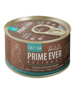Консервы для кошек Delicacy с цыпленком и тунцом мусс 24шт по 80г Prime ever