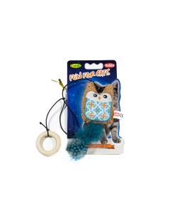 Игрушка для кошек сова на резинке 7 5см голубая Nobby