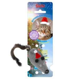 Игрушка для кошек sh 07081NY Новогодний подарок Мышь M с норковым хвостом 6 см Gosi
