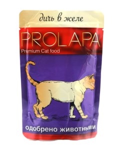Влажный корм для кошек Premium с дичью в желе 12шт по 100г Prolapa