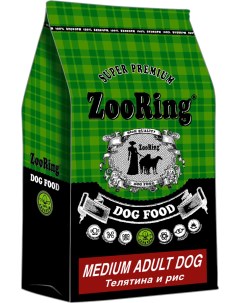 Сухой корм для собак MEDIUM ADULT DOG рис телятина 10кг Zooring