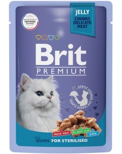 Влажный корм для кошек Premium Перепелка в желе 85 г Brit*