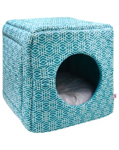 Дом куб трансформер Геометрия морская волна бязь для кошек и собак 42х42х40 см Zooexpress