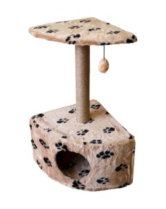 Домик для кошек Угловой с полкой с рисунком в ассортименте 43х43х72 см Zooexpress