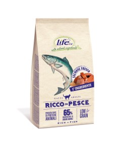 Сухой корм для кошек Adult Richс низкозерновой свежий лосось 1 5кг Lifecat
