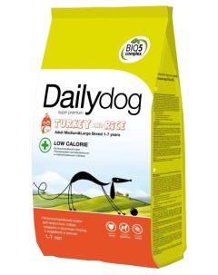 Сухой корм для собак Adult Medium Large Breed Low Calorie индейка и рис 12кг Dailydog