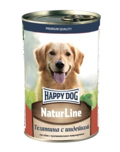 Консервы для собак NaturLine с телятиной и индейкой 20шт по 400г Happy dog