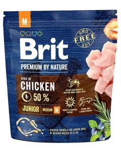 Сухой корм для щенков Premium By Nature Junior M для средних пород курица 1кг Brit*
