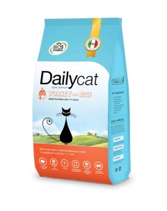 Сухой корм для кошек Adult индейка и рис для стерилизованных 400г Dailycat