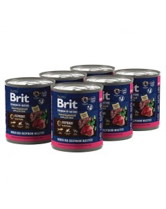 Влажный корм для взрослых собак Premium by Nature с сердцем и печенью 6 шт по 850 г Brit*