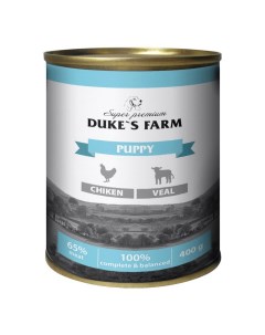 Влажный корм для щенков паштет из курицы с телятиной 400 г Duke's farm