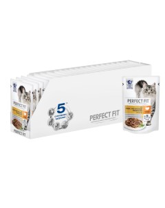 Влажный корм для кошек с чувствительным пищеварением с индейкой 24шт по 85г Perfect fit