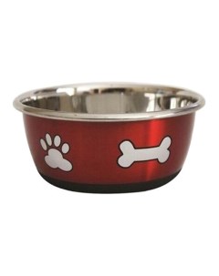 Одинарная миска для собак металл красный серебристый 0 95 л Lilli pet