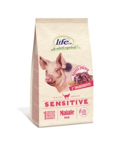 Корм для кошек Adult Sensitive Pork свинина профилактика ЖКТ 1 кг Lifecat