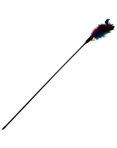 Игрушка для кошек Дразнилка с перьями и бубенчиком 60 см цвет перьев бордово голубой Nobrand