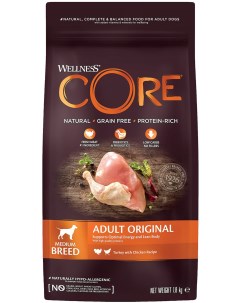 Сухой корм для собак Adult Original курица индейка 1 8кг Wellness core