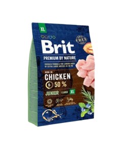 Сухой корм для щенков Premium By Nature Junior XL гигантских пород курица 3кг Brit*