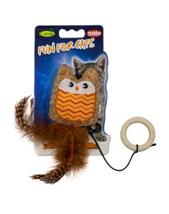 Игрушка для кошек сова на резинке 7 5см оранжевая Nobby