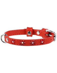 Ошейник для собак WauDog Glamour Цветочек кожаный красный 12 мм 21 29 см Collar