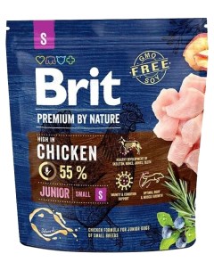 Сухой корм для щенков Premium By Nature Junior S для мелких пород курица 1кг Brit*