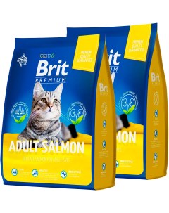 Сухой корм для кошек PREMIUM CAT ADULT SALMON с лососем 2 шт по 2кг Brit*