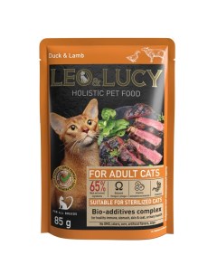 Влажный корм для кошек For Sterilized Adult Cats с уткой и ягнёнком в соусе 85г Leo&lucy