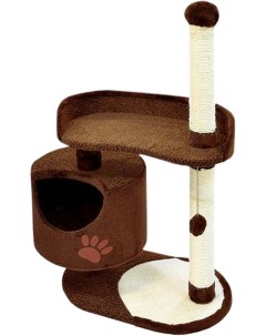 Комплекс для кошек с круглым домом коричневый 2 уровня 82 х 43 х 121 см Зооник