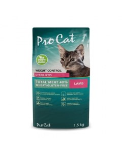 Сухой корм для кошек для стерилизованных поддержание веса ягненок 1 5 кг Pro cat