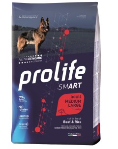 Сухой корм для собак Smart Adult Medium Large говядина и рис 12кг Prolife