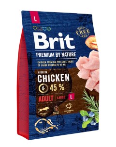 Сухой корм для собак Premium by Nature Adult L с курицей для крупных пород 3 кг Brit*