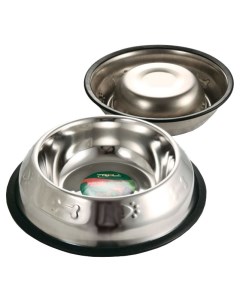 Одинарная миска для кошек и собак сталь резина серебристый 0 4 л Триол