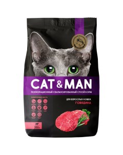 Сухой корм для кошек Cat Man полнорационный с говядиной 350 г Cat & man