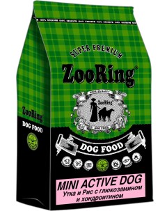 Сухой корм для собак MINI ACTIVE DOG с уткой и рисом и хондроитином 2кг Zooring