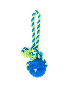 Мяч с канатом игрушка для собак Чистые клыки 7см синий Играй гуляй