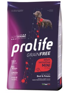 Сухой корм для собак Grain Free Sensitive Adult Mini говядина и картофель 0 6кг Prolife
