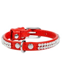 Ошейник для собак Collar Glamour с украшением Полотно стразы Красный 19 25 см Waudog