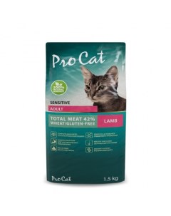 Сухой корм для кошек с чувствительным пищеварением ягненок 1 5 кг Pro cat