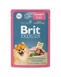 Влажный корм для собак Premium для стерилизованных кролик и брусника в соусе 85 г Brit*