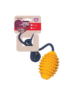 Игрушка для собак резиновая Мяч регби игольчатый на веревке желтая 76cм Rosewood