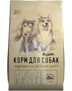 Сухой корм для собак с ягненком и рисом для средних и крупных пород 3 кг Mypets