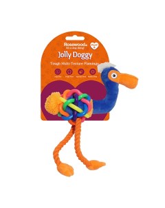 Игрушка пищалка для собак Jolly Doggy Multi Texture Фламинго синий 30 см Rosewood
