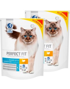 Сухой корм для кошек с чувствительной кожей Hair Skin индейка 2 шт по 0 65 кг Perfect fit