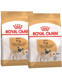 Сухой корм для собак PUG ADULT для мопса 2шт по 0 5кг Royal canin