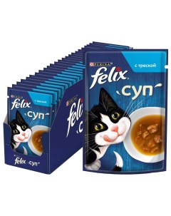 Влажный корм для кошек Суп с треской 30 шт по 48 г Felix