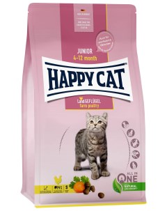 Сухой корм для котят с 4 х месяцев Junior домашняя птица 2 шт по 0 3 кг Happy cat
